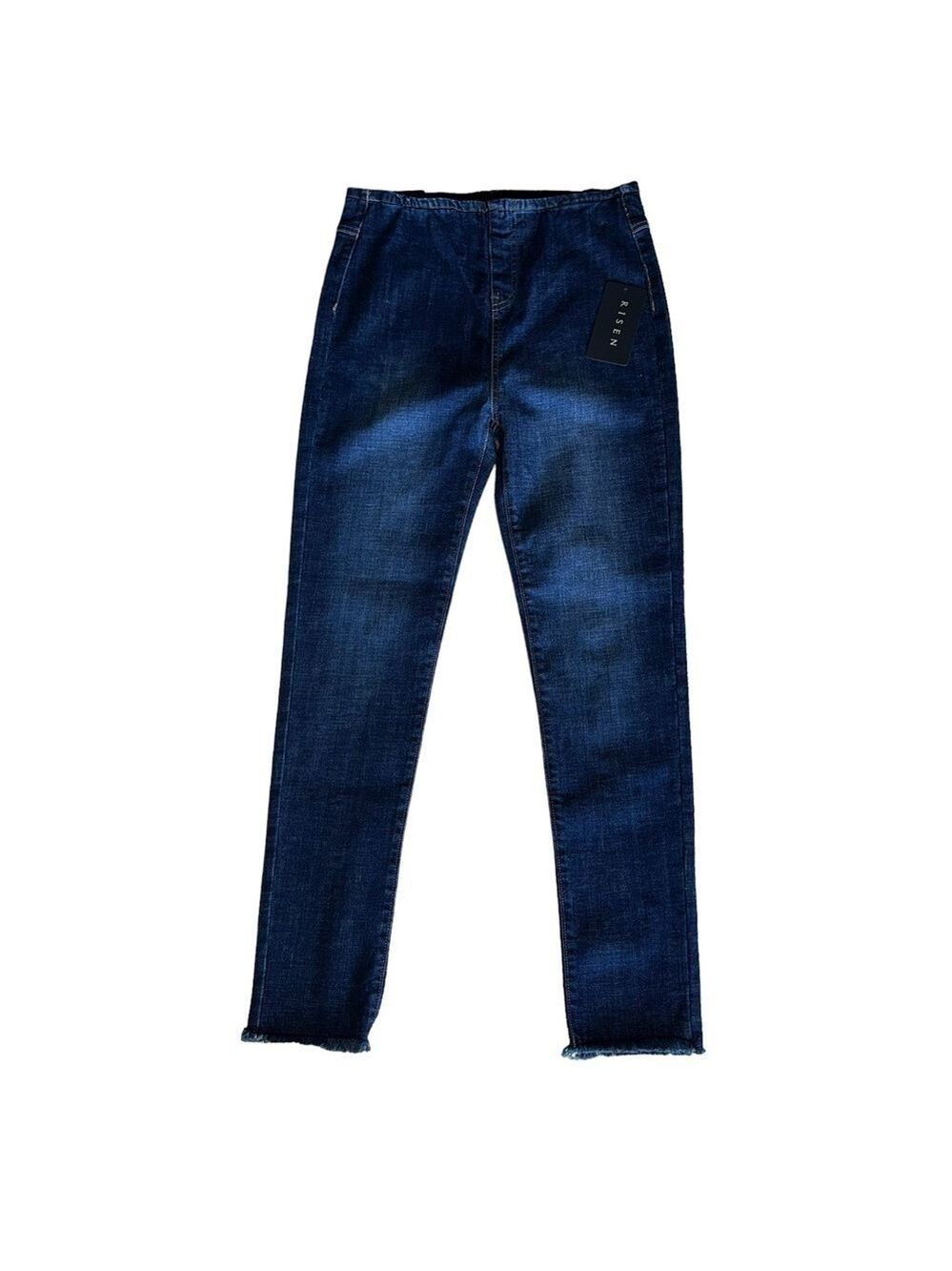 Risen Pull On High Rise Dark Wash Blue Denim Skinny Jeans Size Medium NWT - Picture 2 of 12